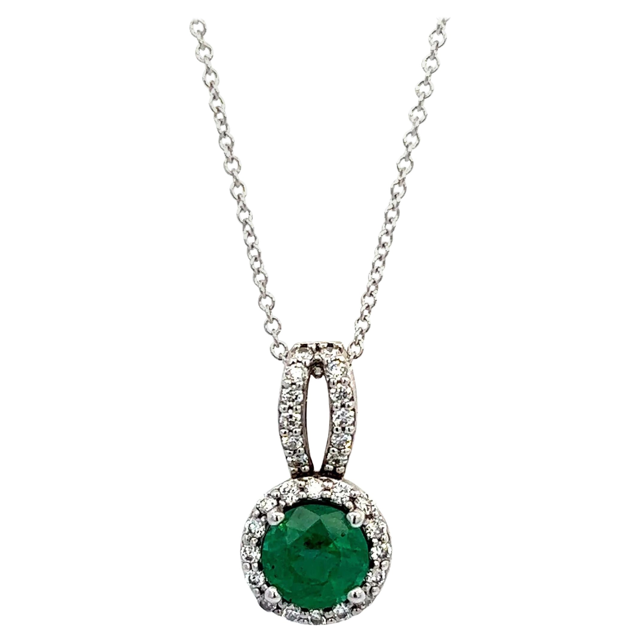 Collana con diamante smeraldo naturale 18" 14k WG 1,84 TCW Certificato