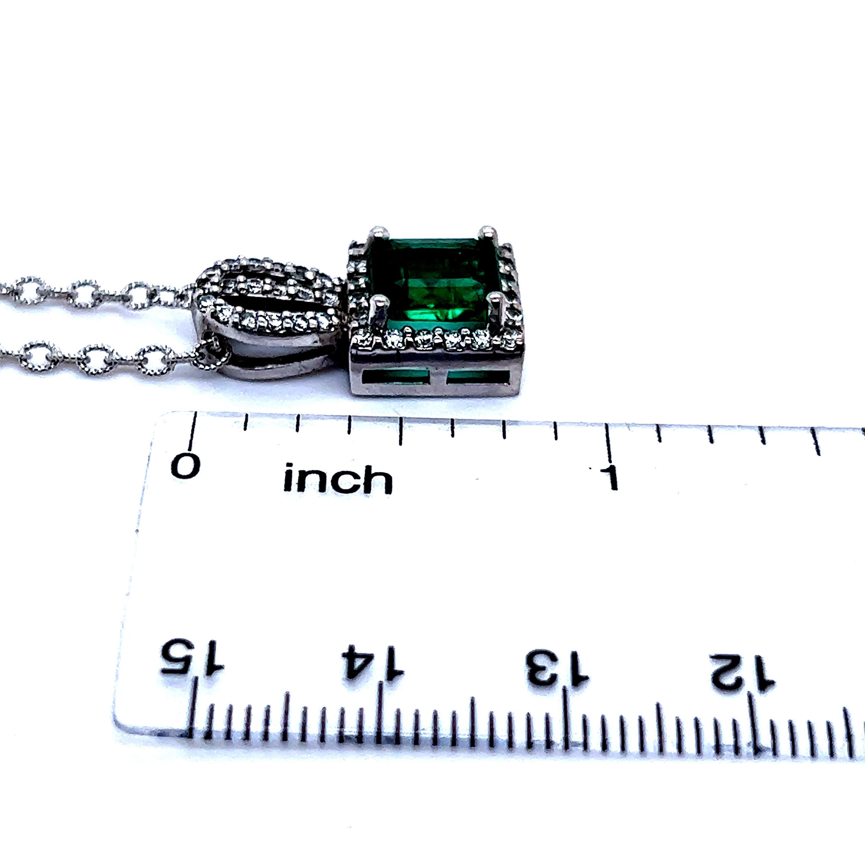 Natürliche Smaragd-Diamant-Anhänger-Halskette 18