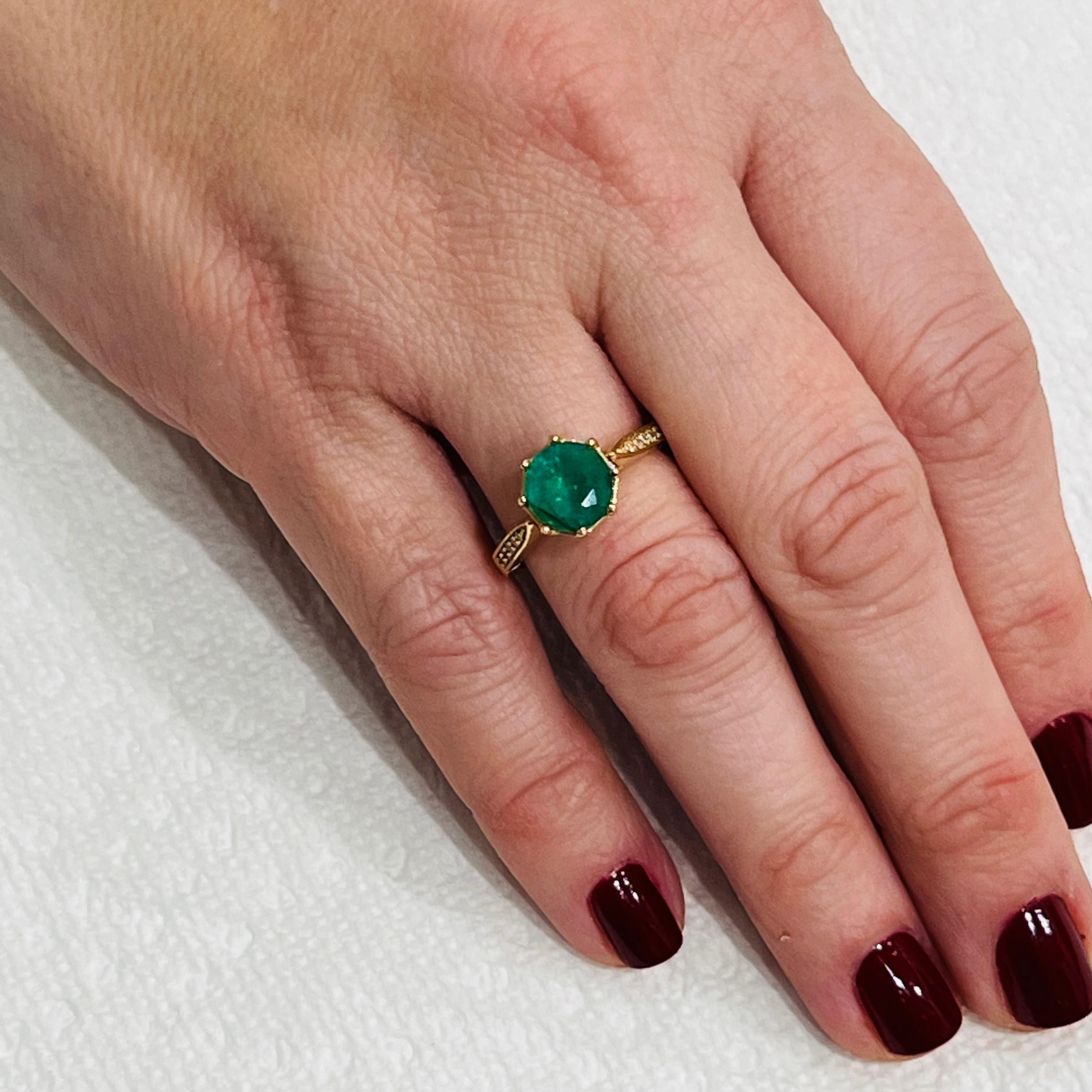 Natural Emerald Diamond Ring 14k Gold 1.94 TCW Certified 5