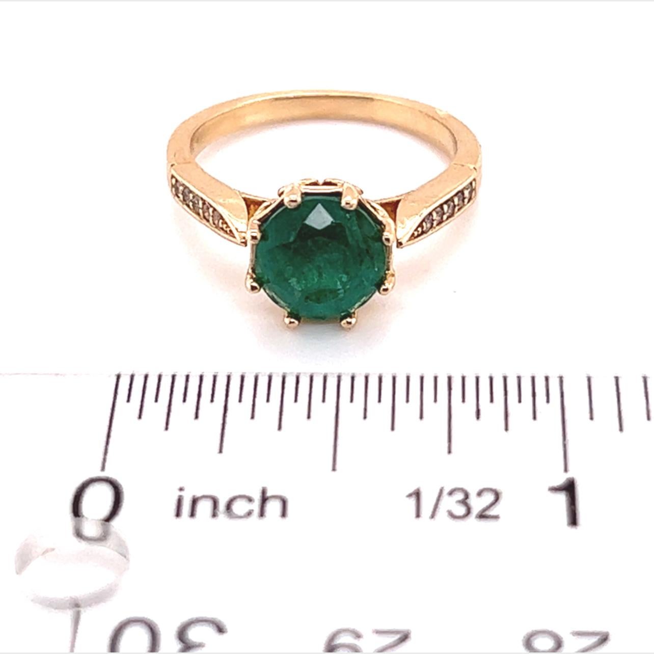 Natural Emerald Diamond Ring 14k Gold 1.94 TCW Certified In New Condition In Brooklyn, NY