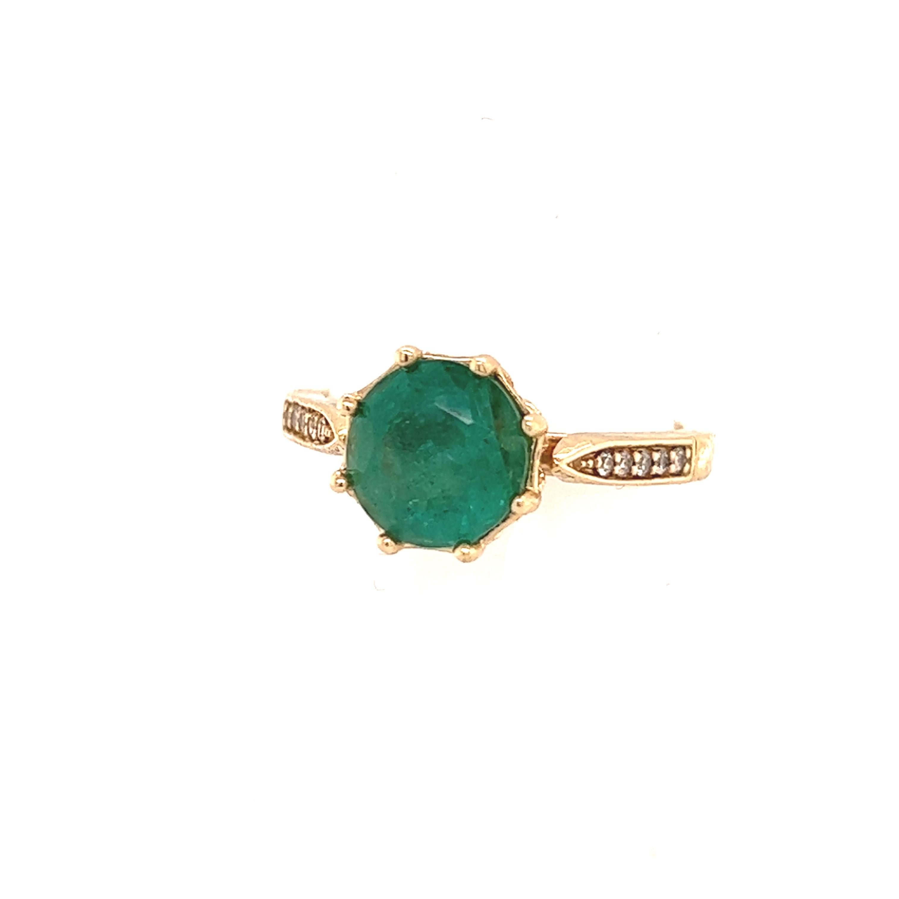 Natural Emerald Diamond Ring 14k Gold 1.94 TCW Certified 1