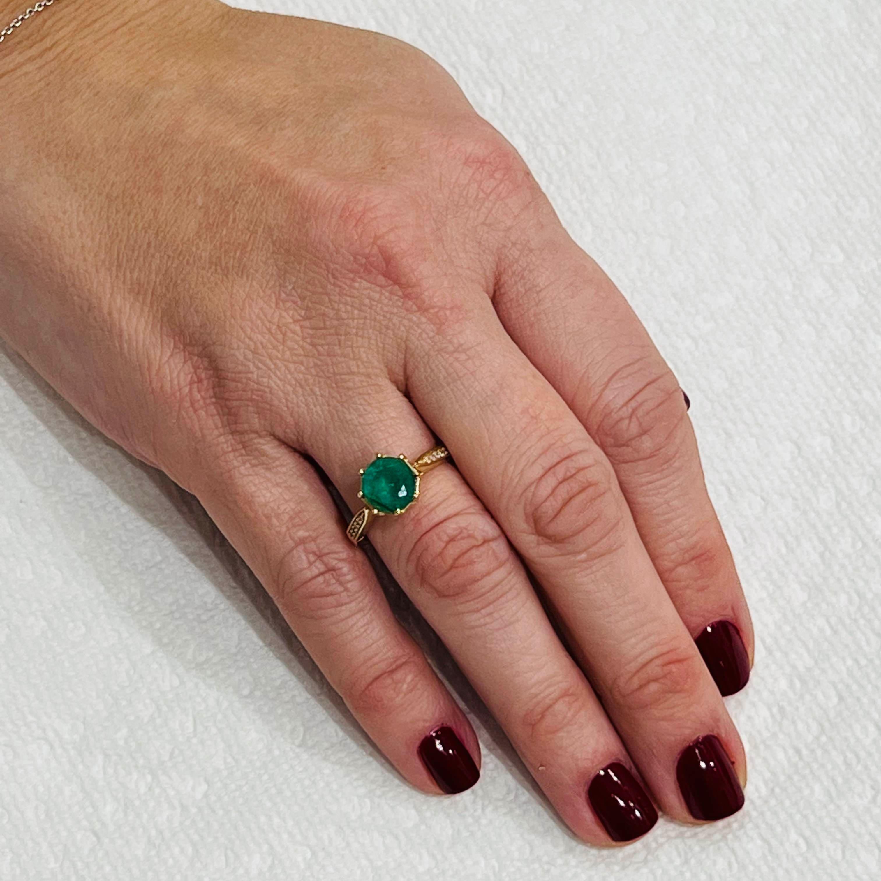 Natural Emerald Diamond Ring 14k Gold 1.94 TCW Certified 3