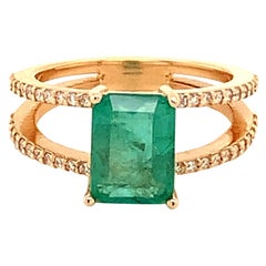Natürlicher Smaragd-Diamant-Ring 14k Gold 2,32 TCW zertifiziert
