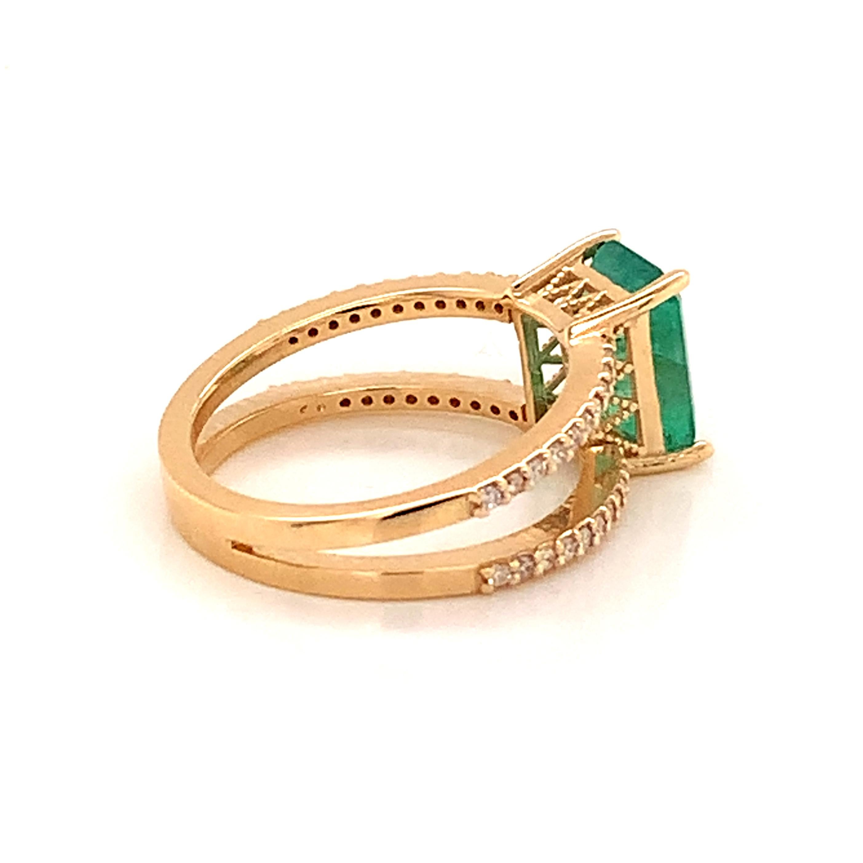 Natural Emerald Diamond Ring 14k Gold 2.32 TCW Certified For Sale 4