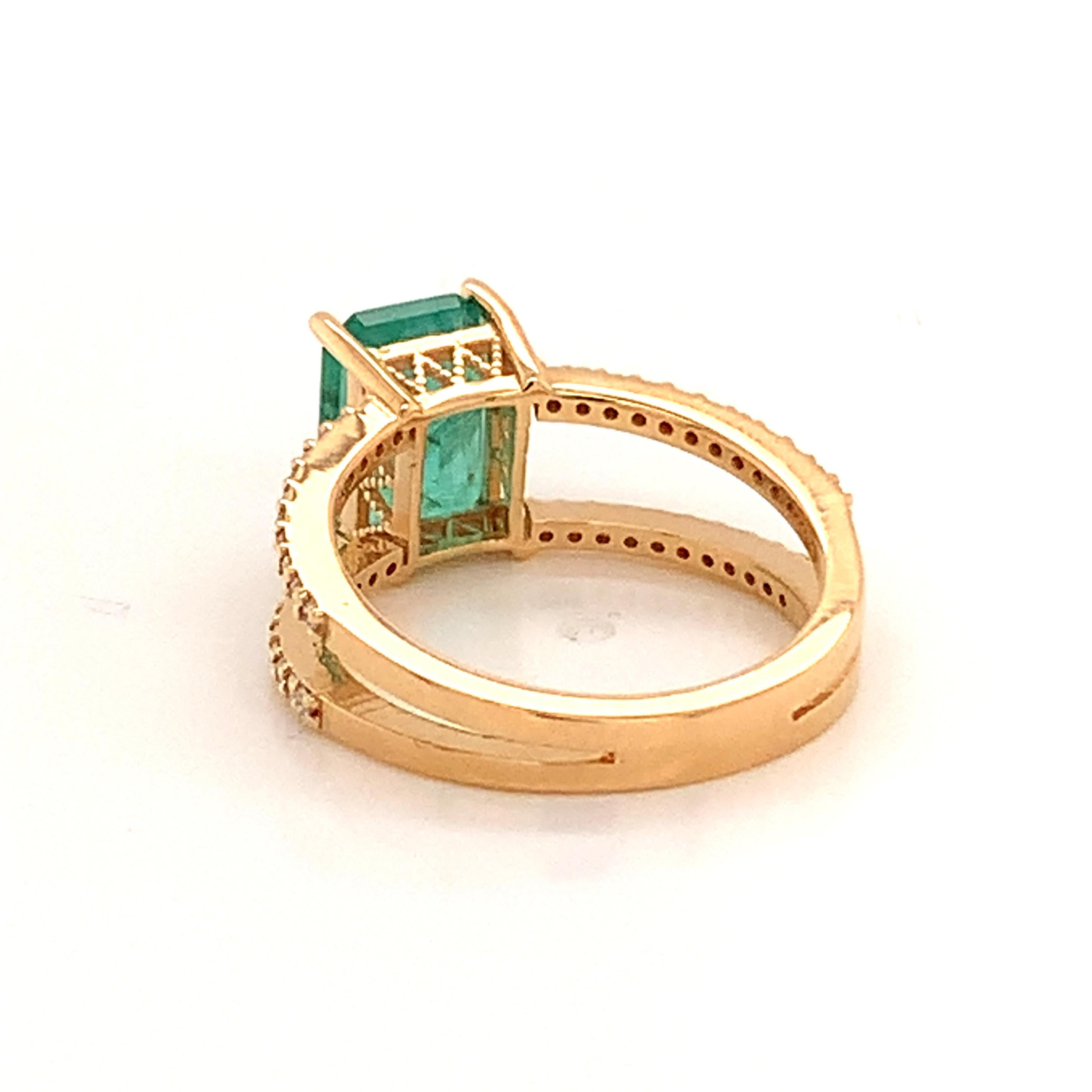 Natural Emerald Diamond Ring 14k Gold 2.32 TCW Certified For Sale 5
