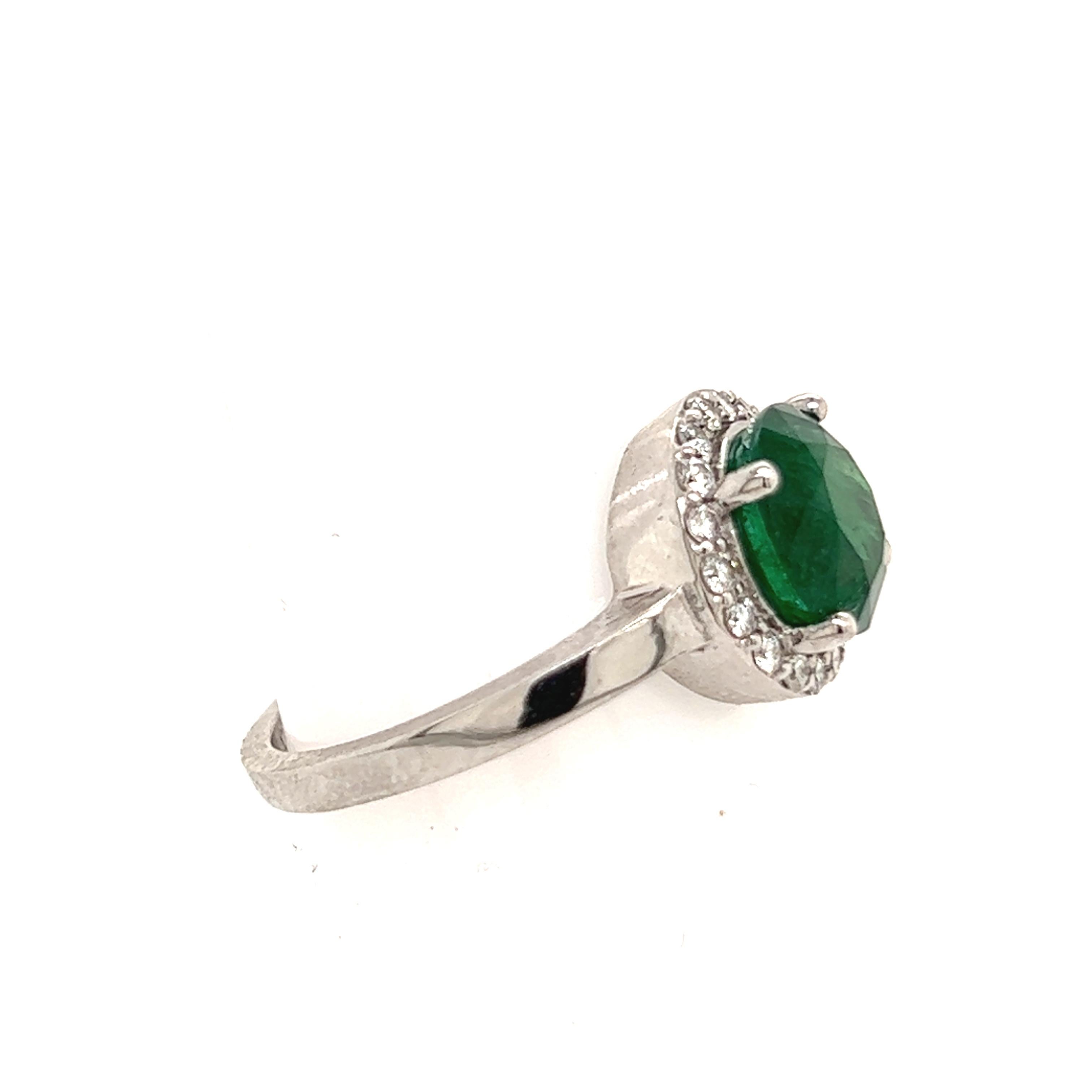 Natural Emerald Diamond Ring 14k Gold 2.83 TCW Certified For Sale 6