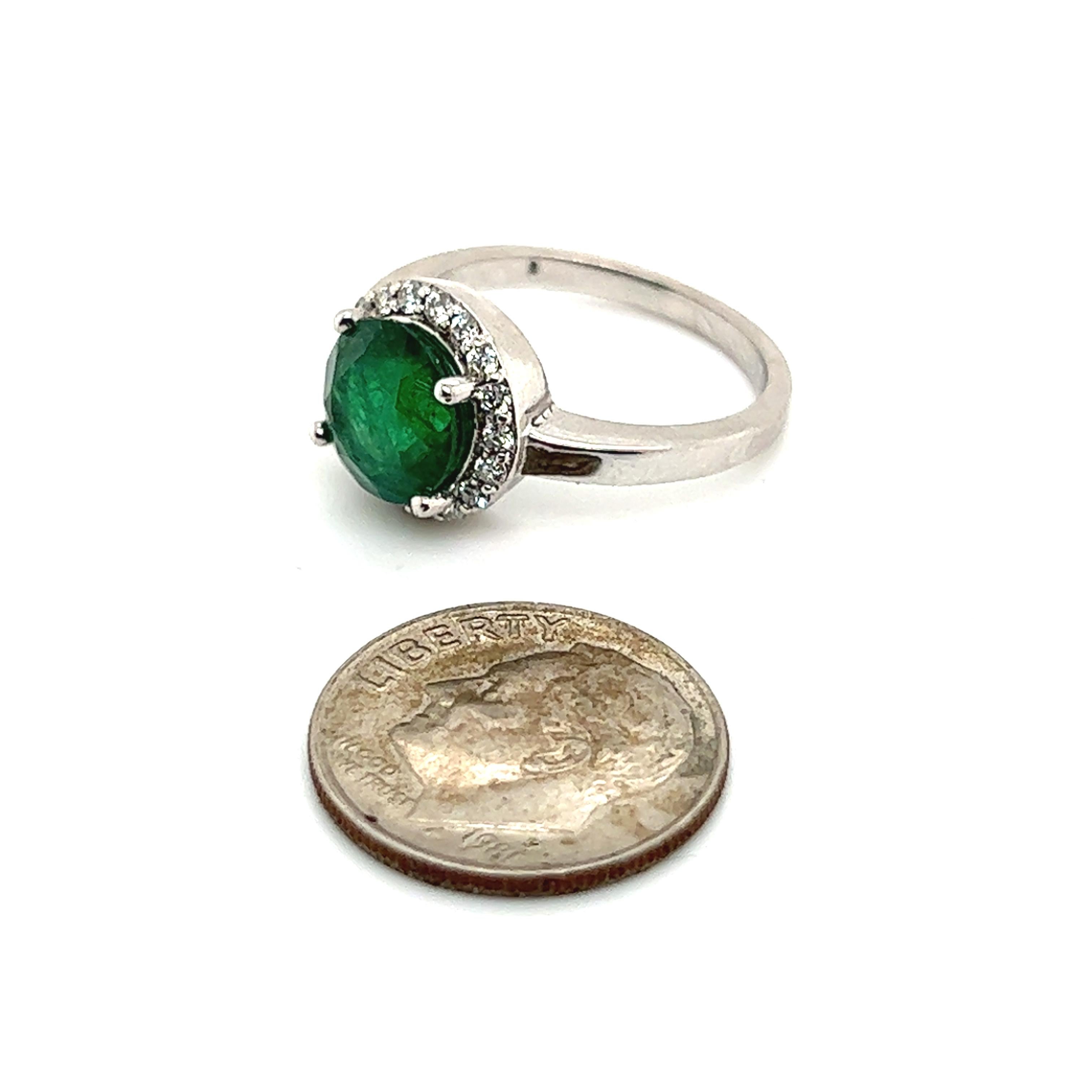 Natural Emerald Diamond Ring 14k Gold 2.83 TCW Certified In New Condition For Sale In Brooklyn, NY