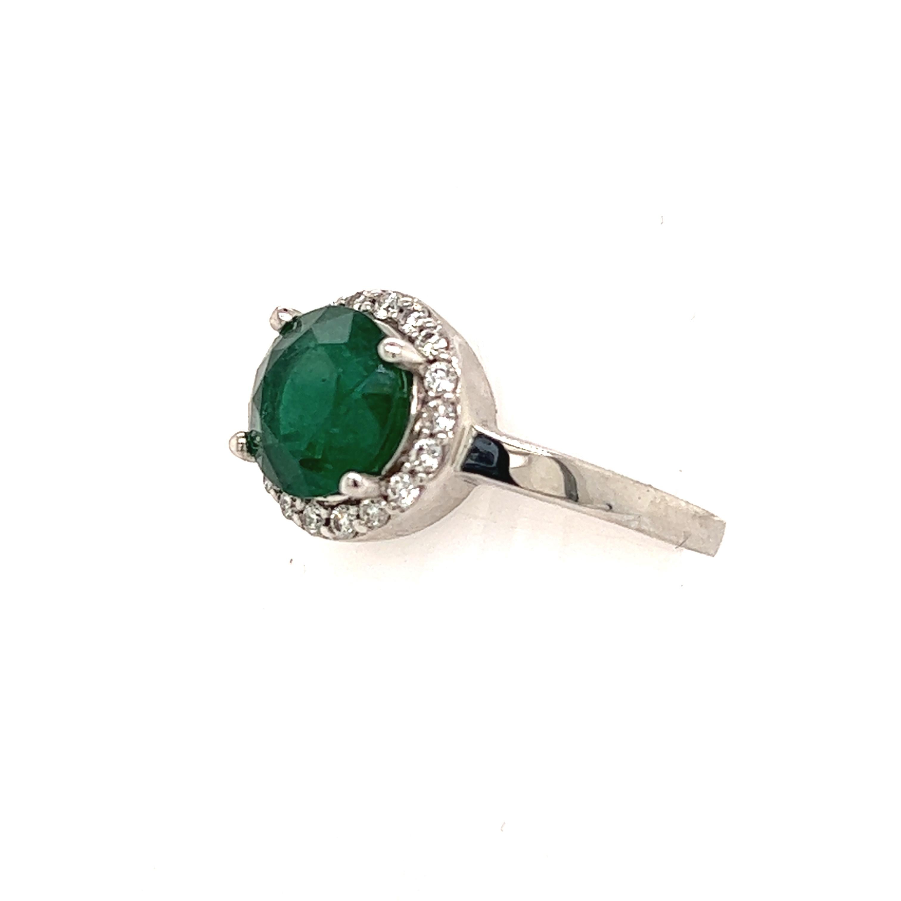 Natural Emerald Diamond Ring 14k Gold 2.83 TCW Certified For Sale 1