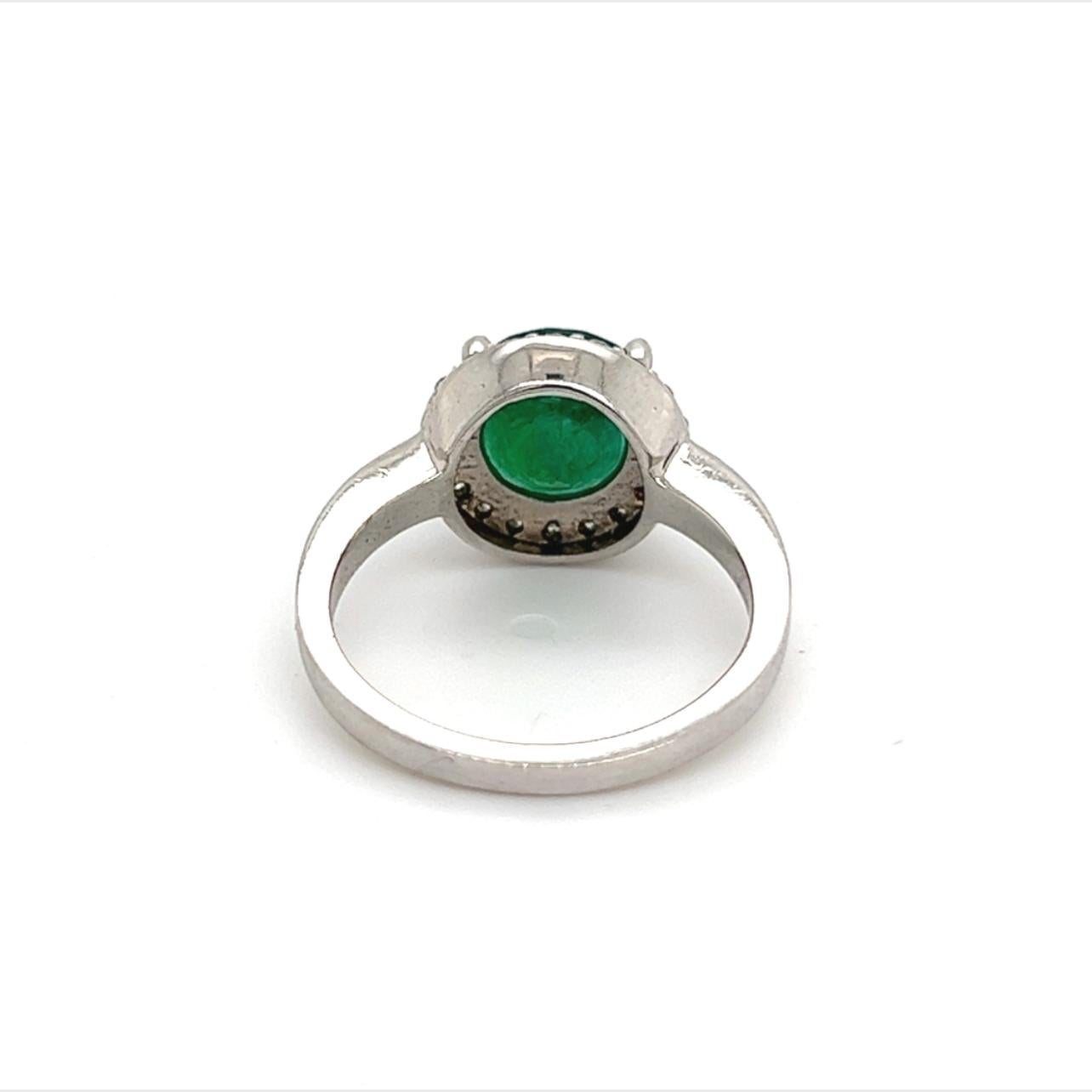 Natural Emerald Diamond Ring 14k Gold 2.83 TCW Certified For Sale 2