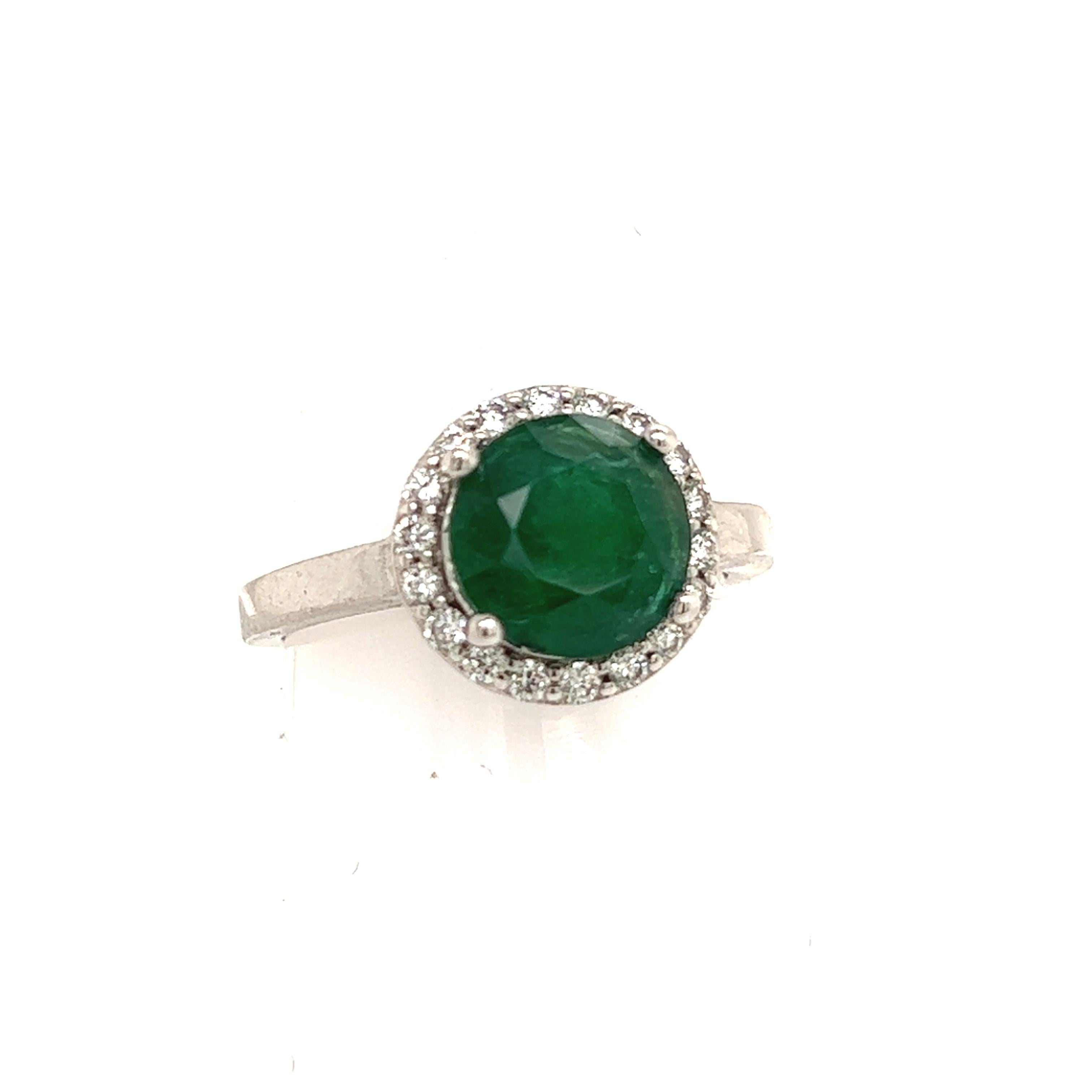Natural Emerald Diamond Ring 14k Gold 2.83 TCW Certified For Sale 3