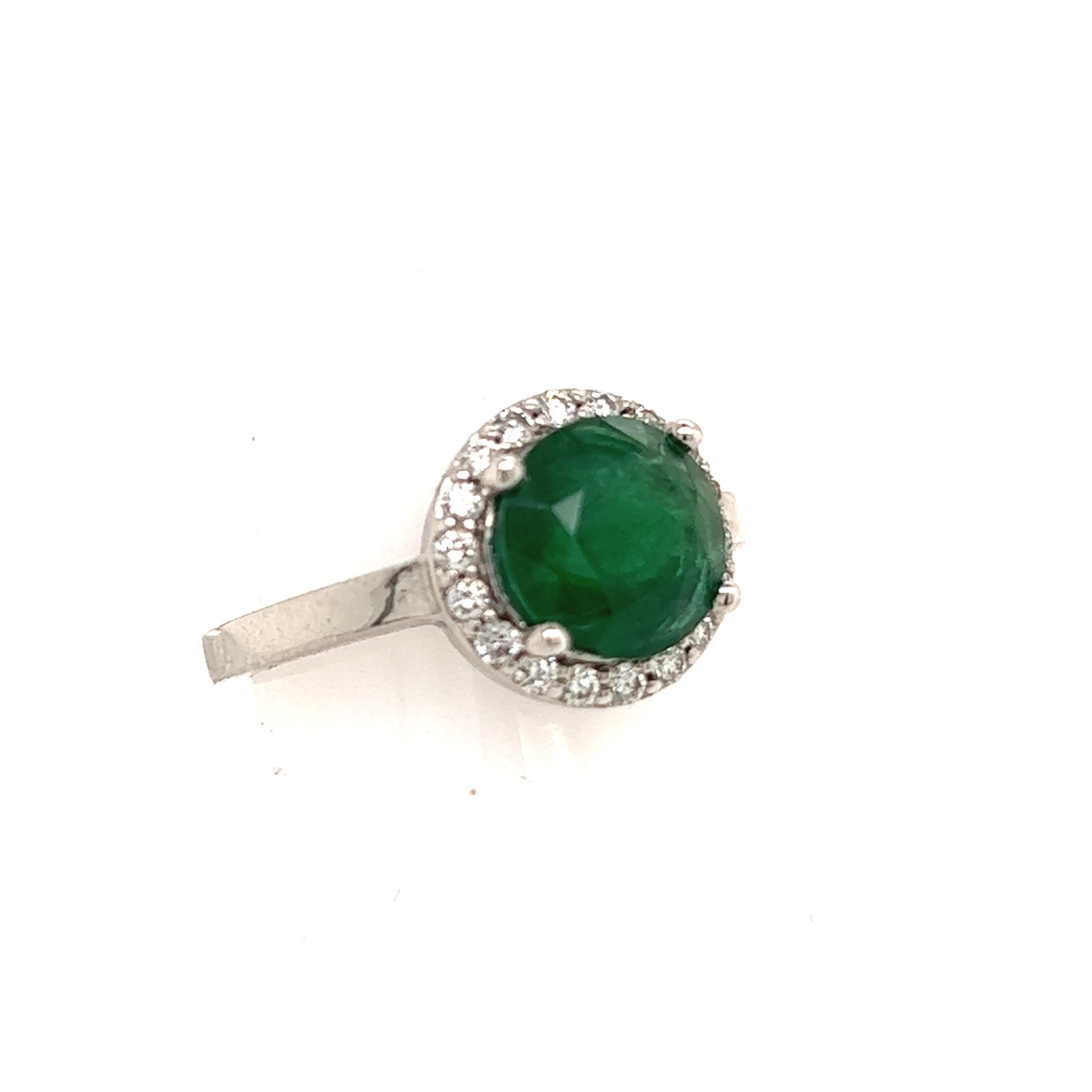 Natural Emerald Diamond Ring 14k Gold 2.83 TCW Certified For Sale 4
