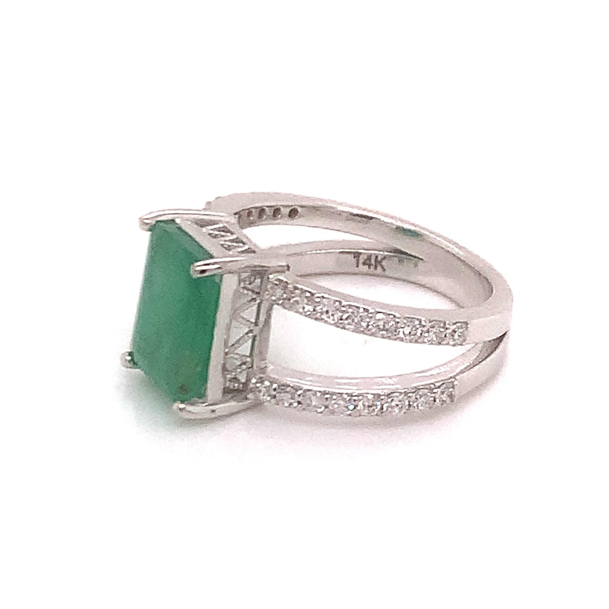 Natural Emerald Diamond Ring 14k Gold 2.85 TCW Certified For Sale 7