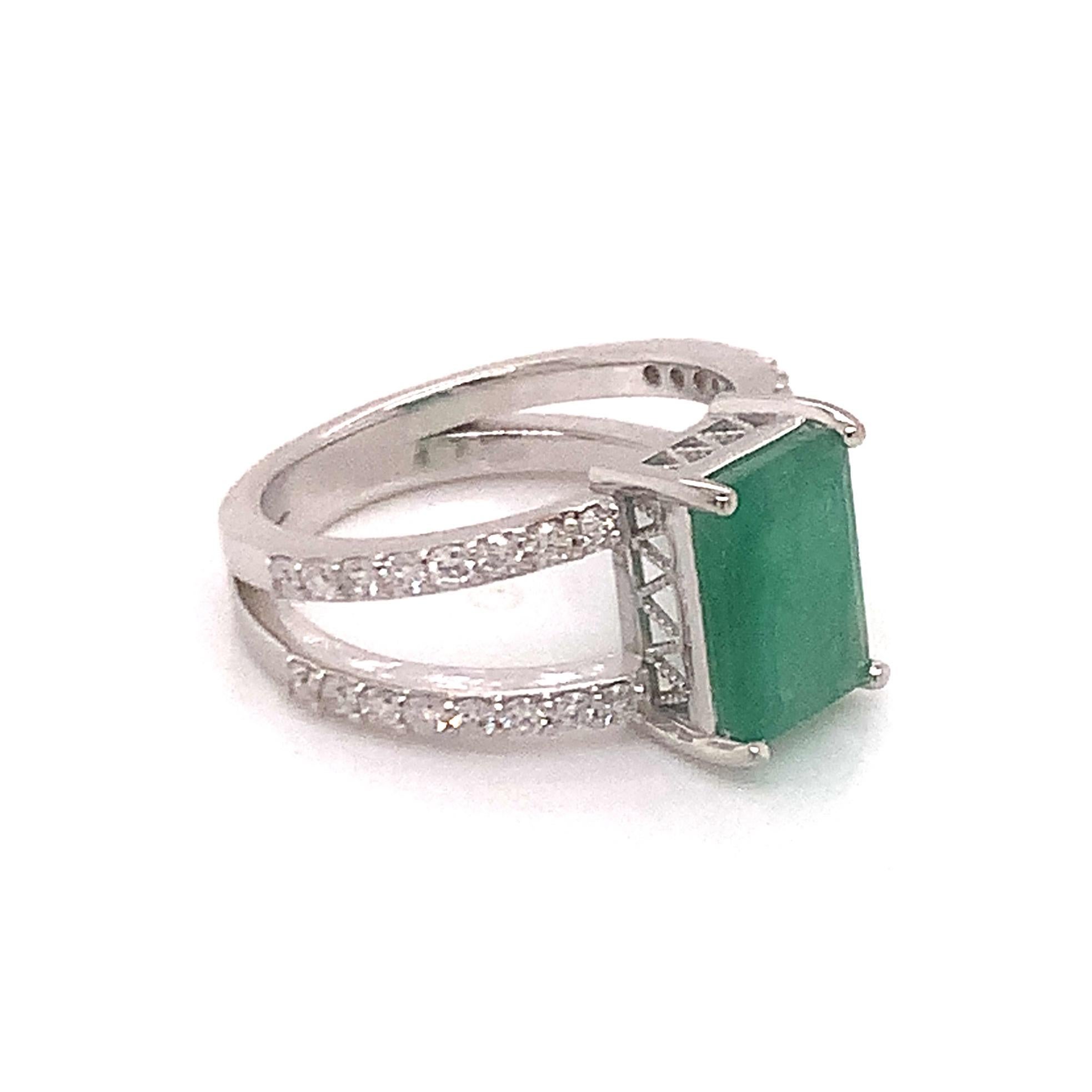 Natural Emerald Diamond Ring 14k Gold 2.85 TCW Certified For Sale 1