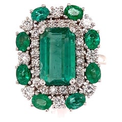 Natural Emerald Diamond Ring 14k Gold 4.52 TCW GIA Certified