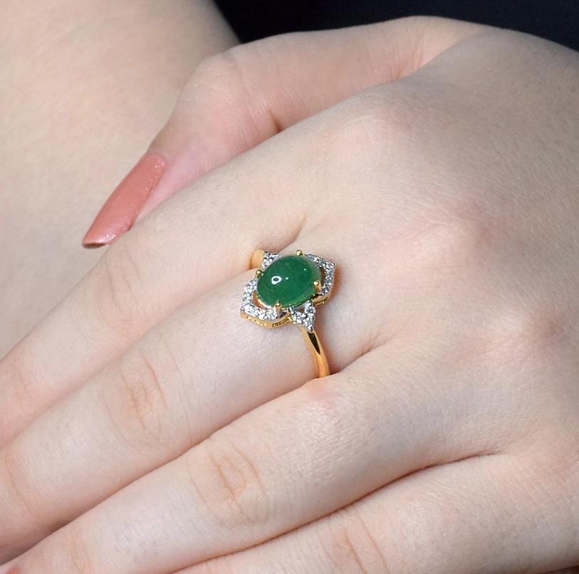 Natürlicher Smaragd & Diamant Ring 14K Gold im Zustand „Neu“ im Angebot in jaipur, IN