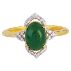 Natural Emerald & Diamond Ring 14K gold