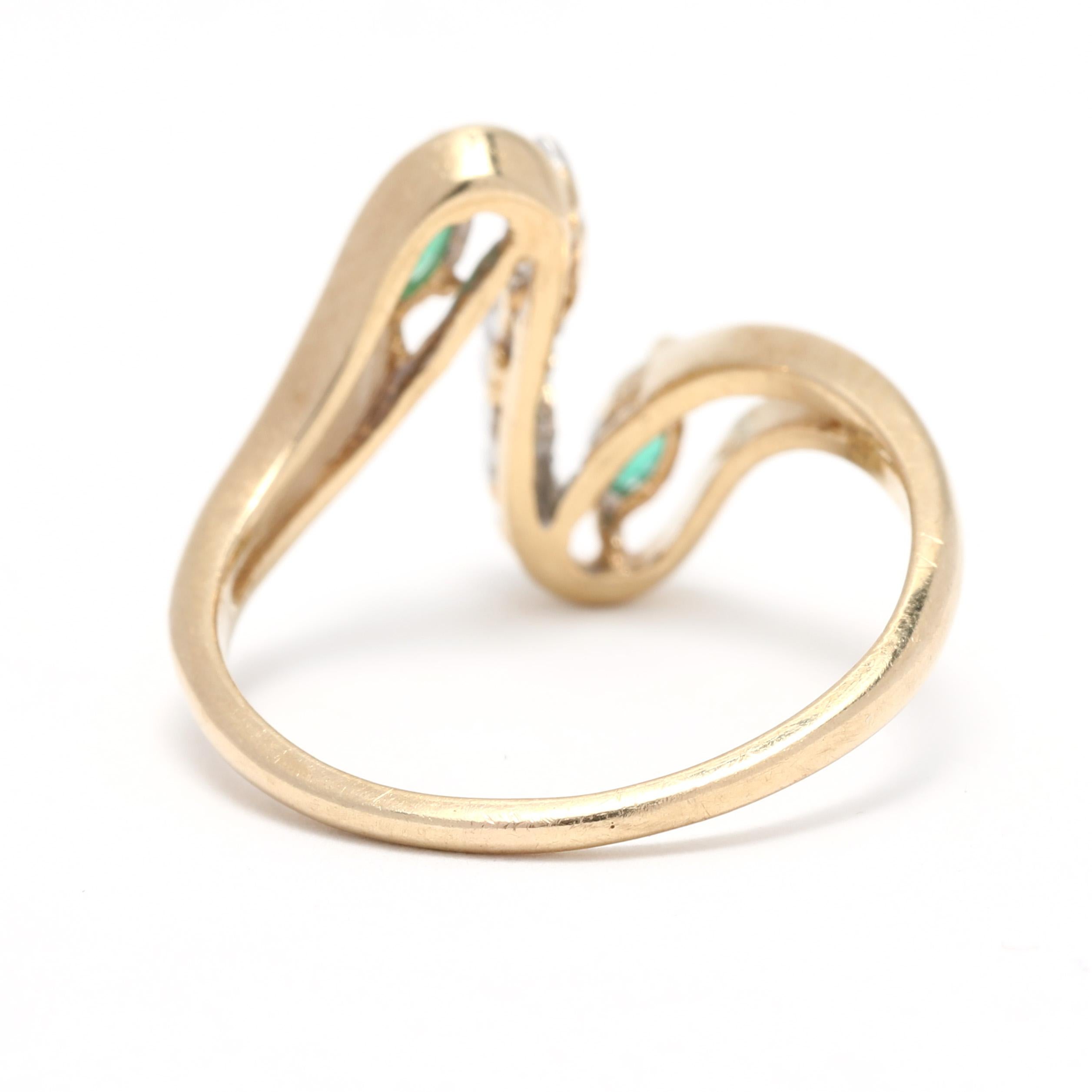 Natürlicher Smaragd-Diamantring, 14k Gelbgold, Ring, Smaragd-Diamant  (Marquiseschliff) im Angebot