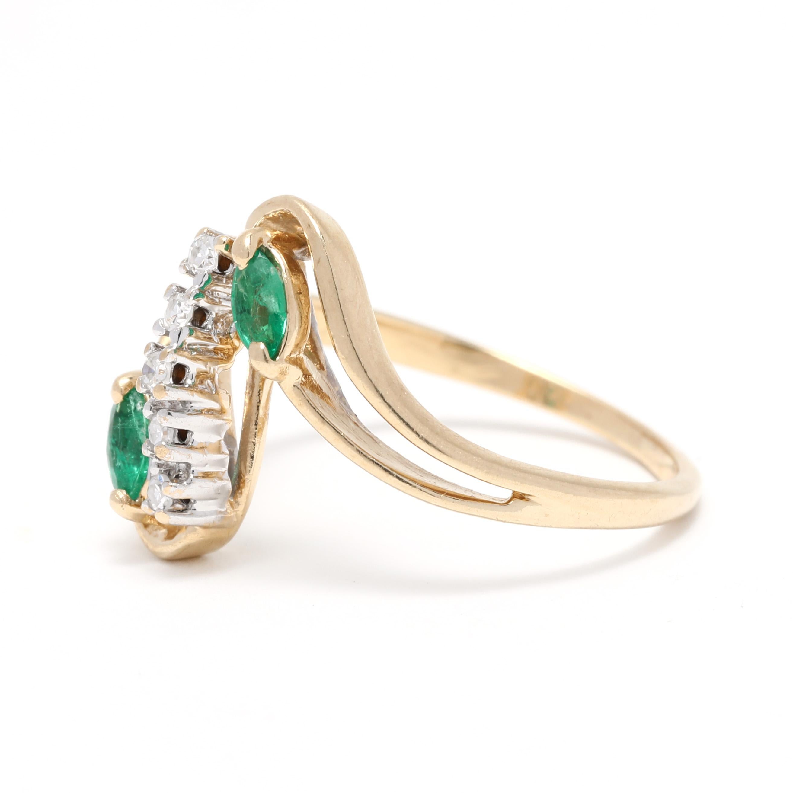 Natürlicher Smaragd-Diamantring, 14k Gelbgold, Ring, Smaragd-Diamant  im Zustand „Gut“ im Angebot in McLeansville, NC