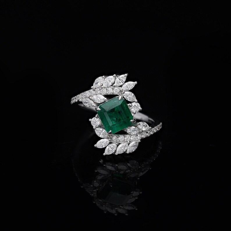 PRODUCT DETAILS -

===============

GEMSTONE DETAILS :

Gemstone : Emerald

Gemstone Weight : 1.85 Cts.

Gemstone Size : 7X6.8 MM Approx

Gemstone Shape : Octagon Cut

Gemstone Type : Natural



DIAMOND DETAILS :

Diamond Weight : 0.99 Cts.

Diamond