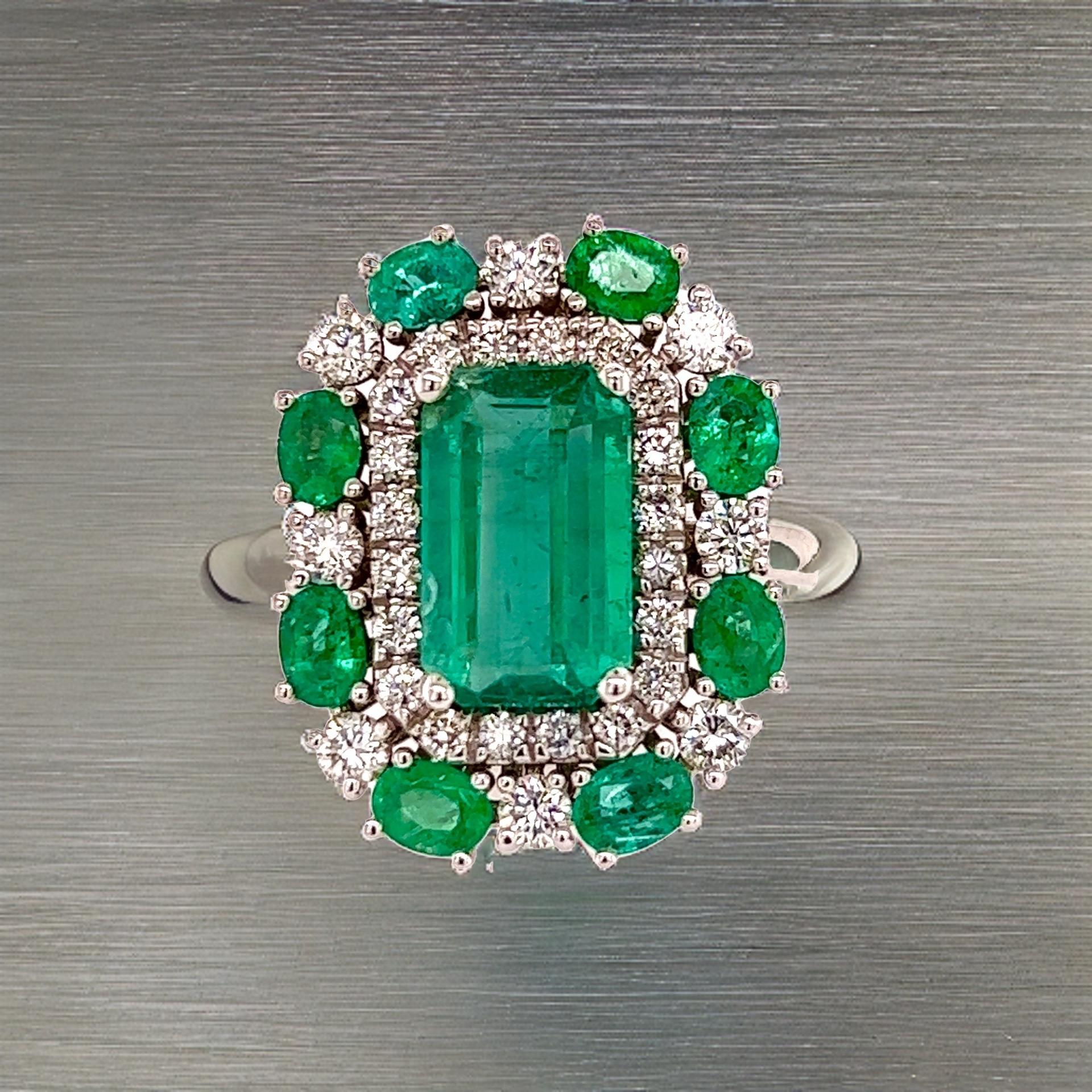 Natural Emerald Diamond Ring 6.5 14k Gold 4.52 TCW GIA Certified 1