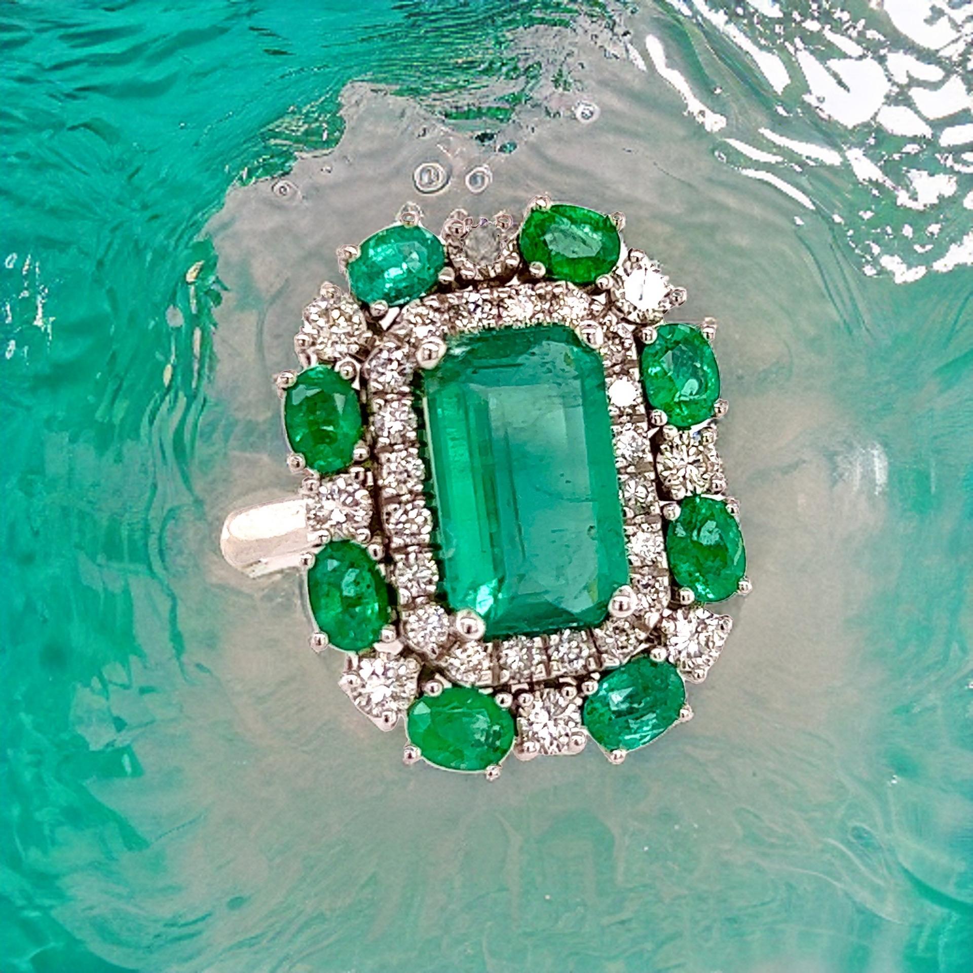 Natural Emerald Diamond Ring 6.5 14k Gold 4.52 TCW GIA Certified 2