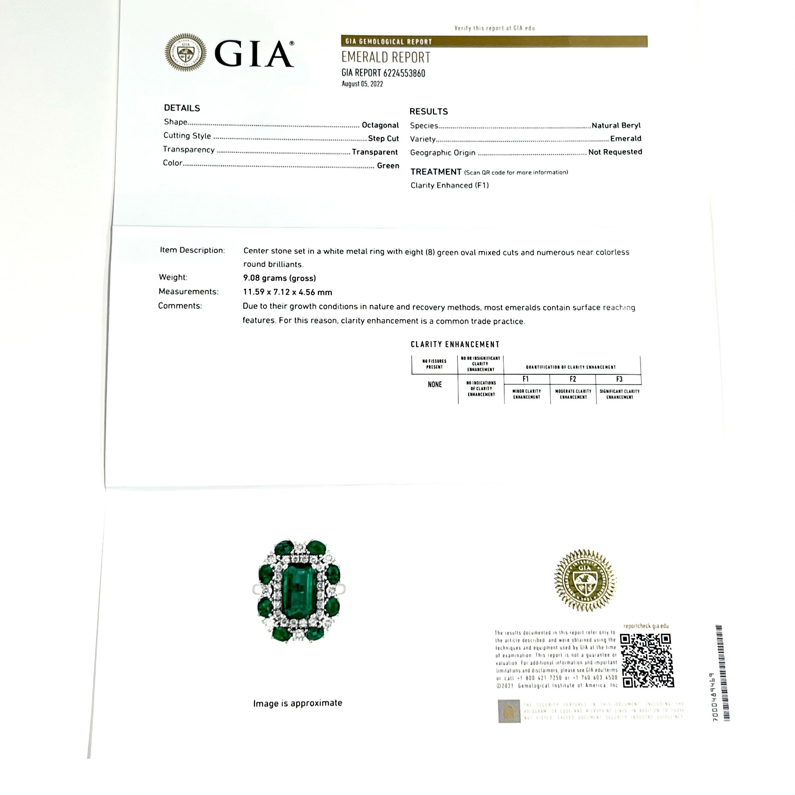 Natürlicher Smaragd-Diamantring 6,5 14k Gold 4,52 TCW GIA zertifiziert im Angebot 7