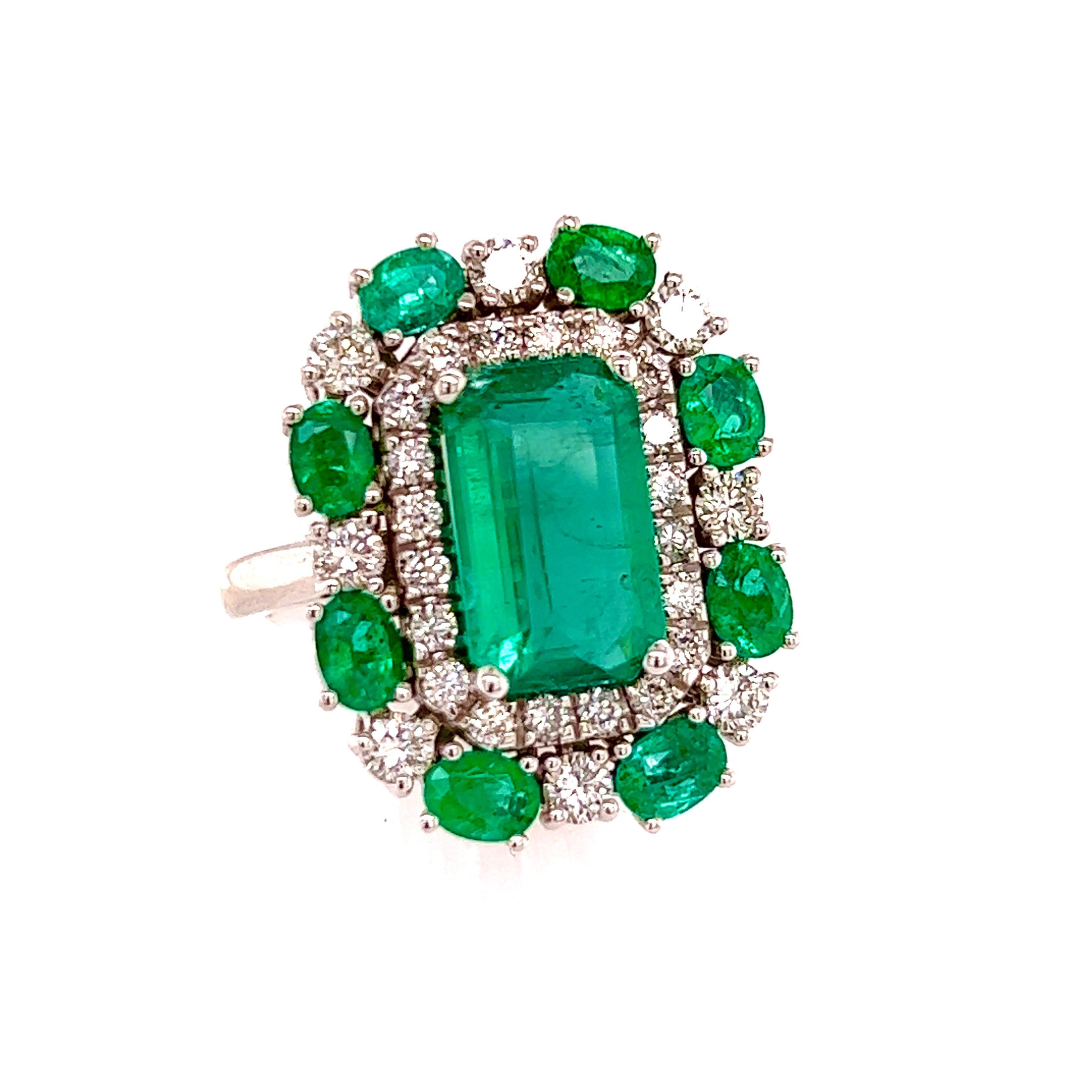 Natural Emerald Diamond Ring 6.5 14k Gold 4.52 TCW GIA Certified 3