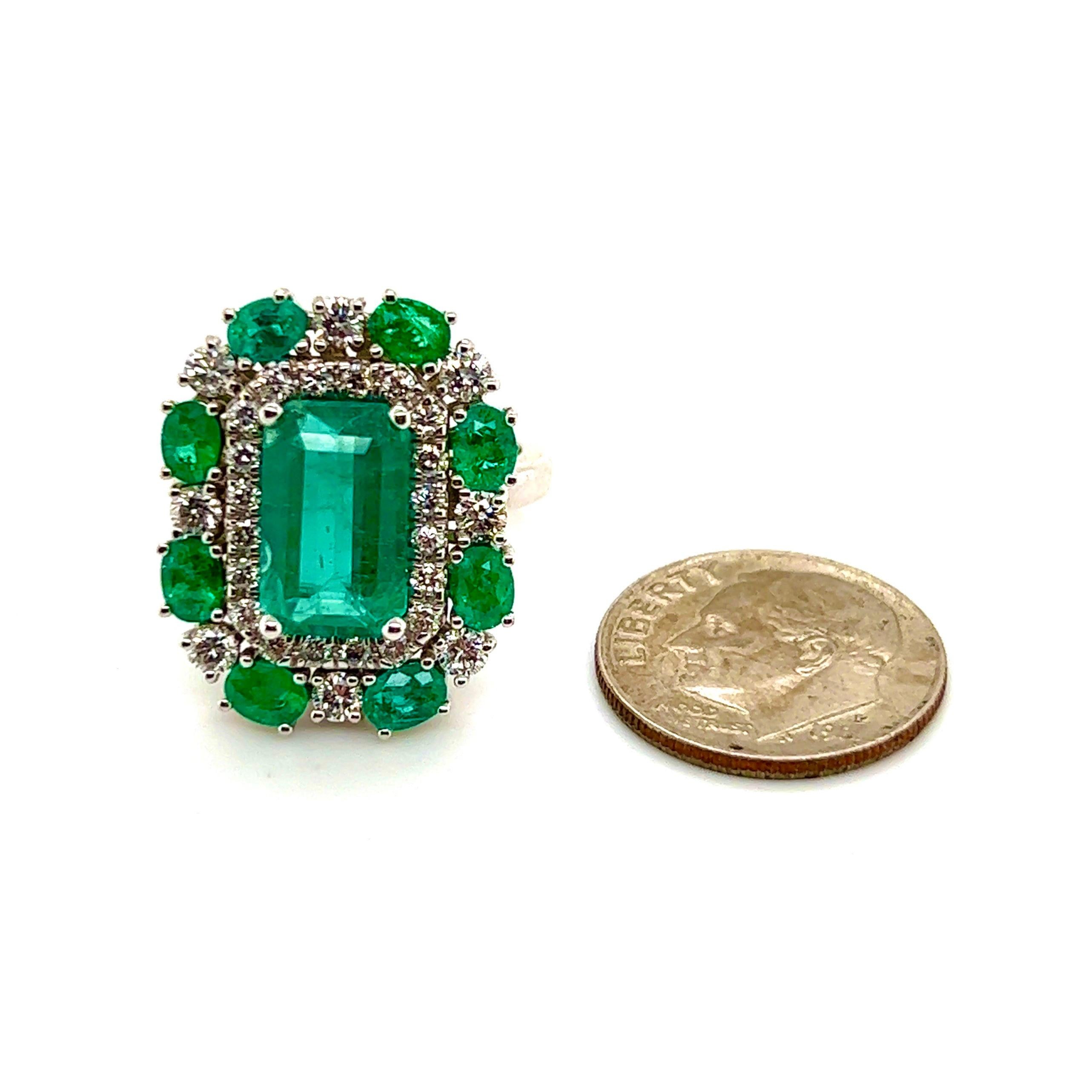 Natural Emerald Diamond Ring 6.5 14k Gold 4.52 TCW GIA Certified 5