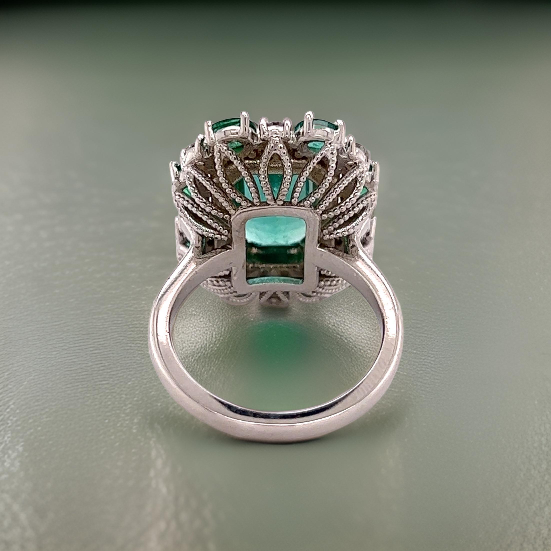 Natural Emerald Diamond Ring 6.5 14k Gold 4.52 TCW GIA Certified 4
