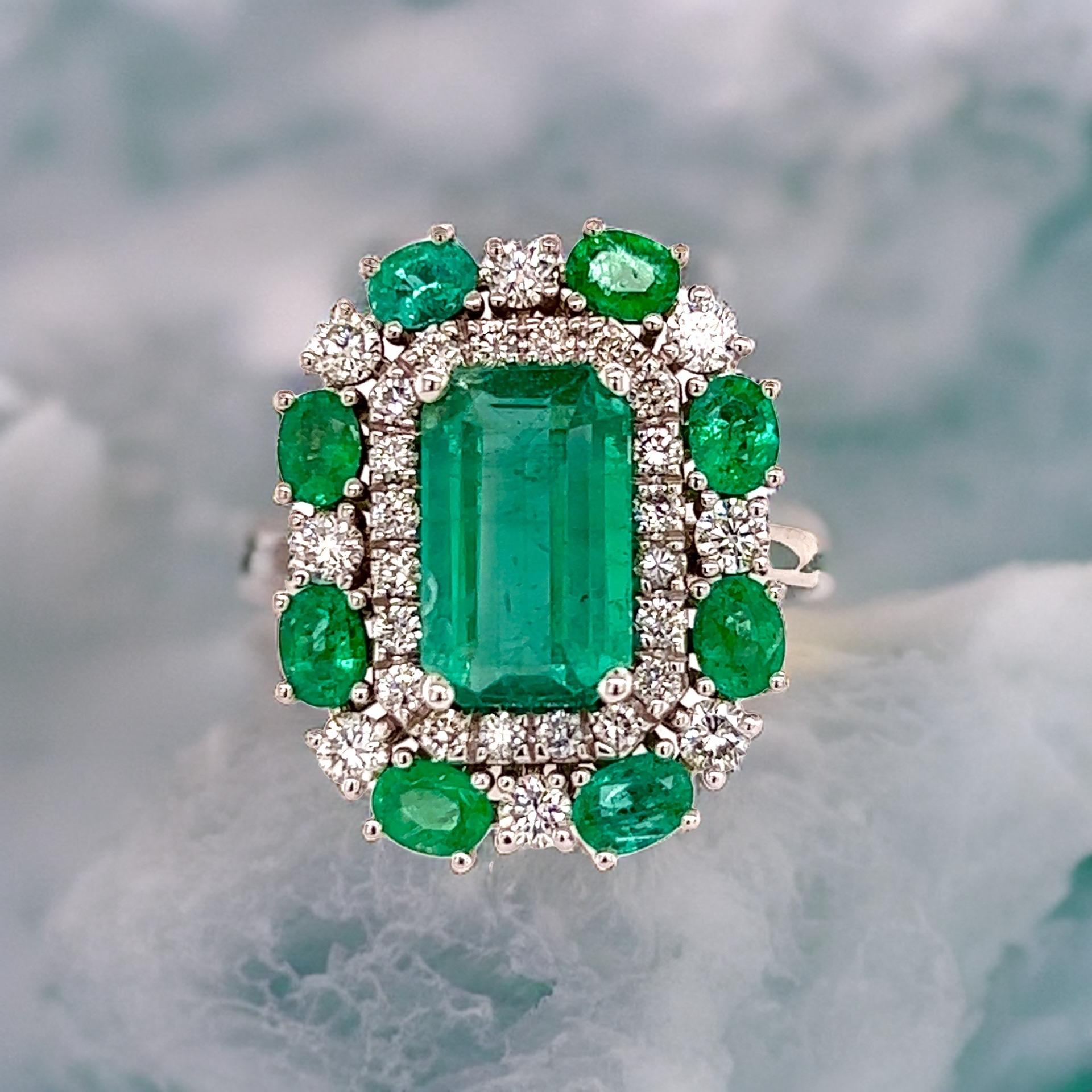 Women's Natural Emerald Diamond Ring 6.5 14k Gold 4.52 TCW GIA Certified