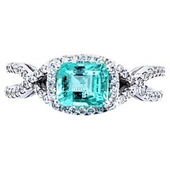 Natürlicher Smaragd-Diamantring 6,5 14k W Gold 1,31 TCW zertifiziert