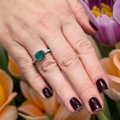 Natural Emerald Diamond Ring 6.5 14k W Gold 2.33 TCW Certified