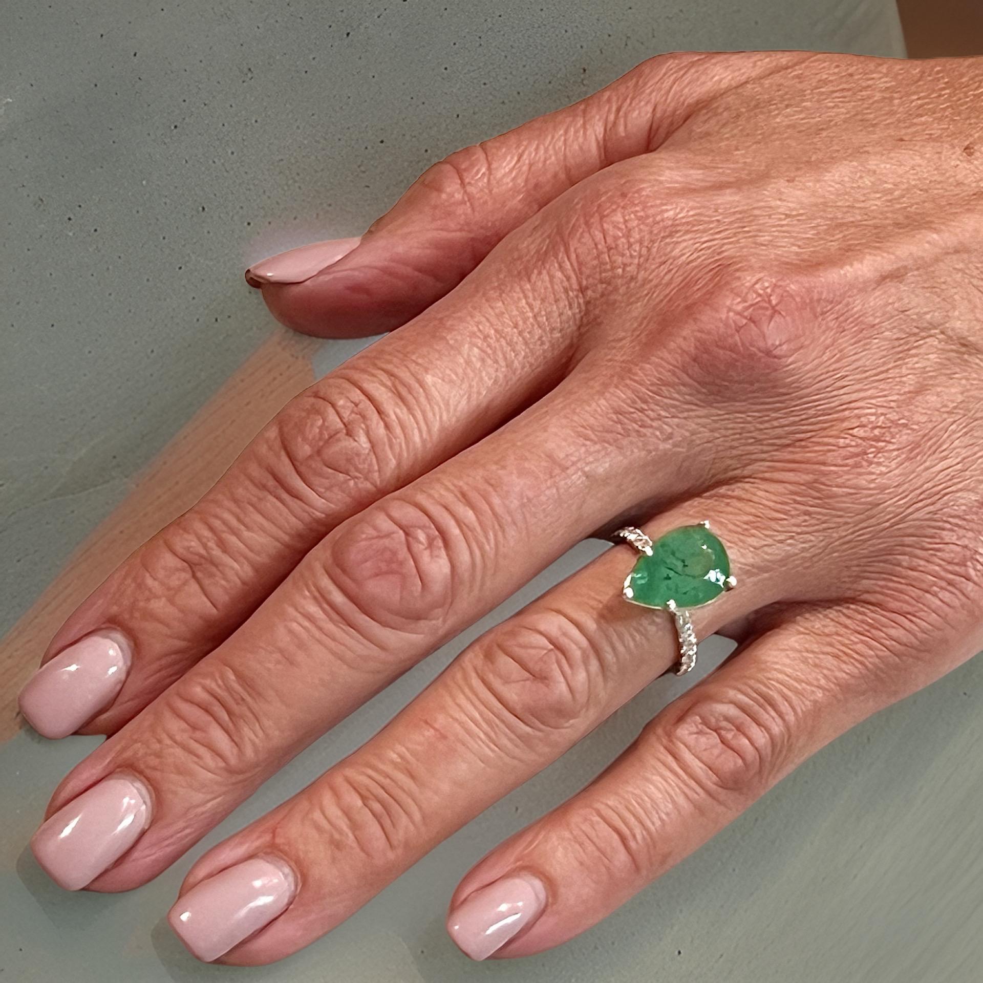 Natural Emerald Diamond Ring 6.5 14k WG 4.62 TCW Certified For Sale 12