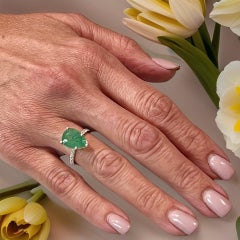Bague avec diamant émeraude naturelle 6,5 14k WG 4,62 TCW certifiée