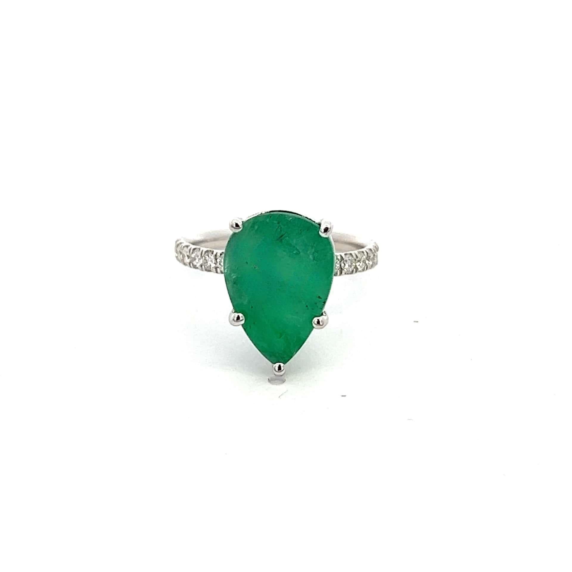 Natural Emerald Diamond Ring 6.5 14k WG 4.62 TCW Certified For Sale