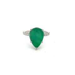 Natural Emerald Diamond Ring 6.5 14k WG 4.62 TCW Certified