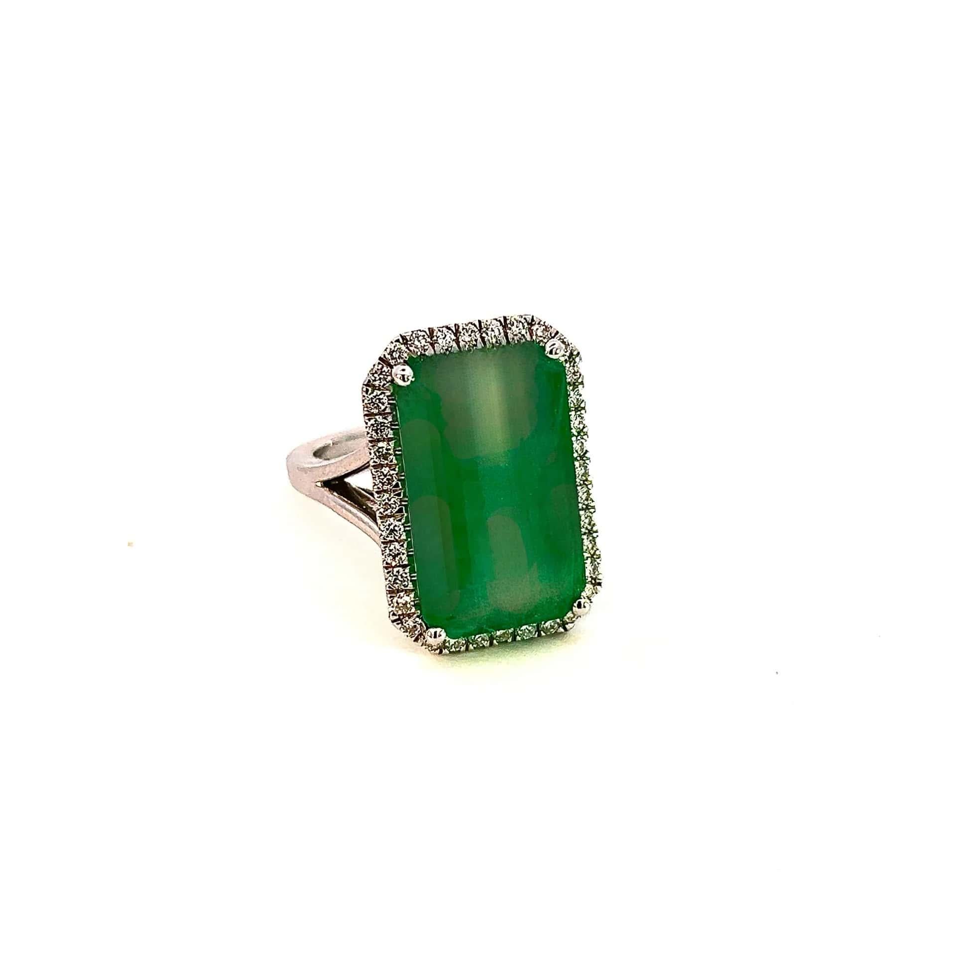 Natural Emerald Diamond Ring 6.5 14k White Gold 12.08 TCW Certified In Good Condition For Sale In Brooklyn, NY