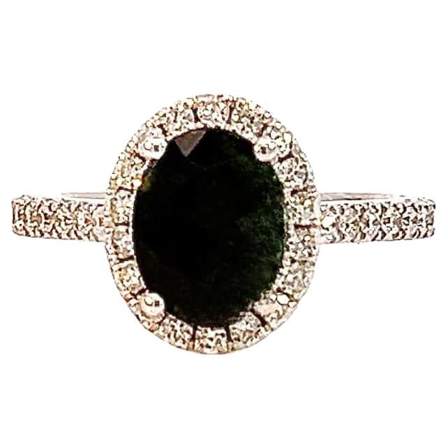 Natural Emerald Diamond Ring 6.5 14k White Gold 9.31 TCW Certified For Sale