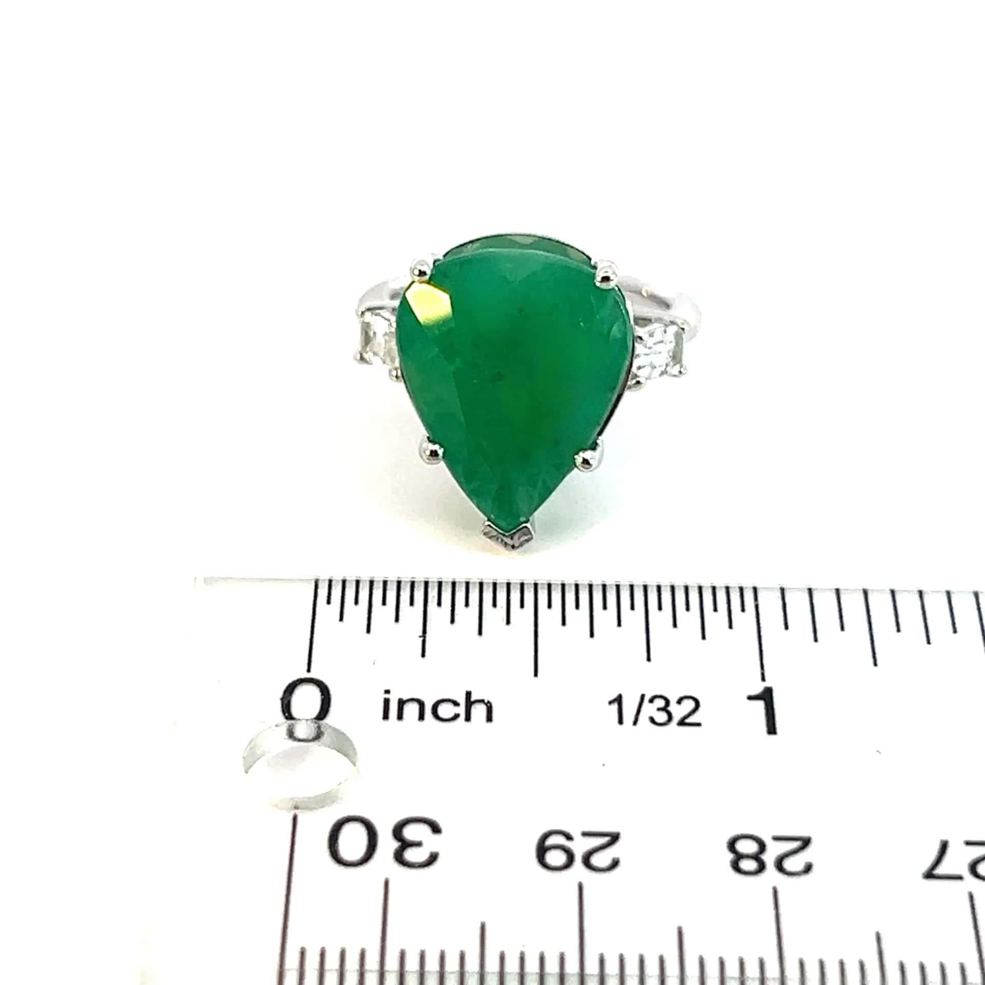 Natural Emerald Diamond Ring 7 14k White Gold 10.97 TCW Certified For Sale 8
