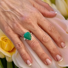 Natural Emerald Diamond Ring 7 14k White Gold 10.97 TCW Certified