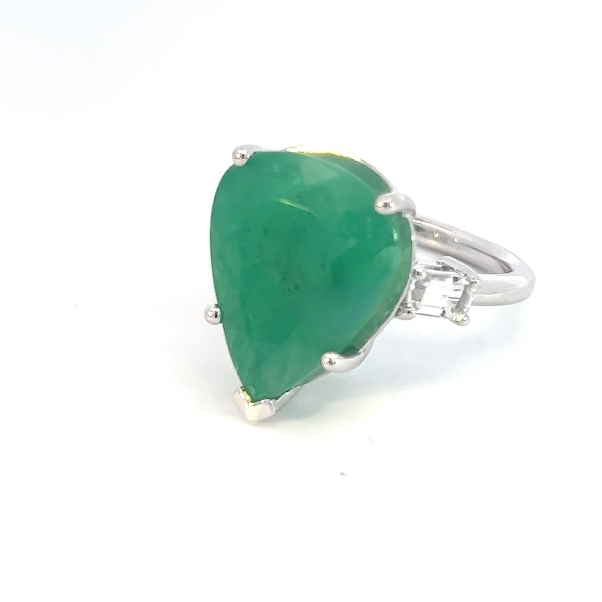Natural Emerald Diamond Ring 7 14k White Gold 10.97 TCW Certified For Sale 1