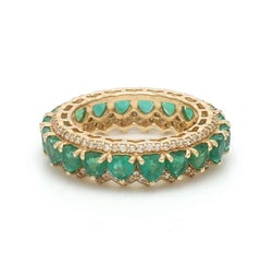 Natural 3.53cts Emerald & 0.54cts Diamond Ring in 14k Gold