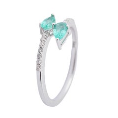 Emerald and Diamond Bypass Ring in 14k Gold, 0.40ct Emerald