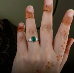 Natural Emerald 1.55ct & Diamond 0.33ct Ring in 14K Gold, India