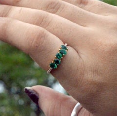 Natural Emerald & Diamond Ring in 14k Gold