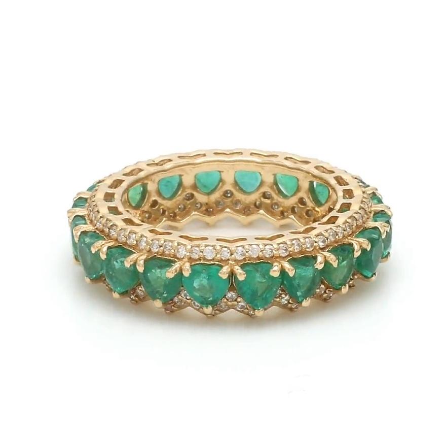 Natürlicher Smaragd-Diamantring aus 14k  Gold im Zustand „Neu“ im Angebot in jaipur, IN