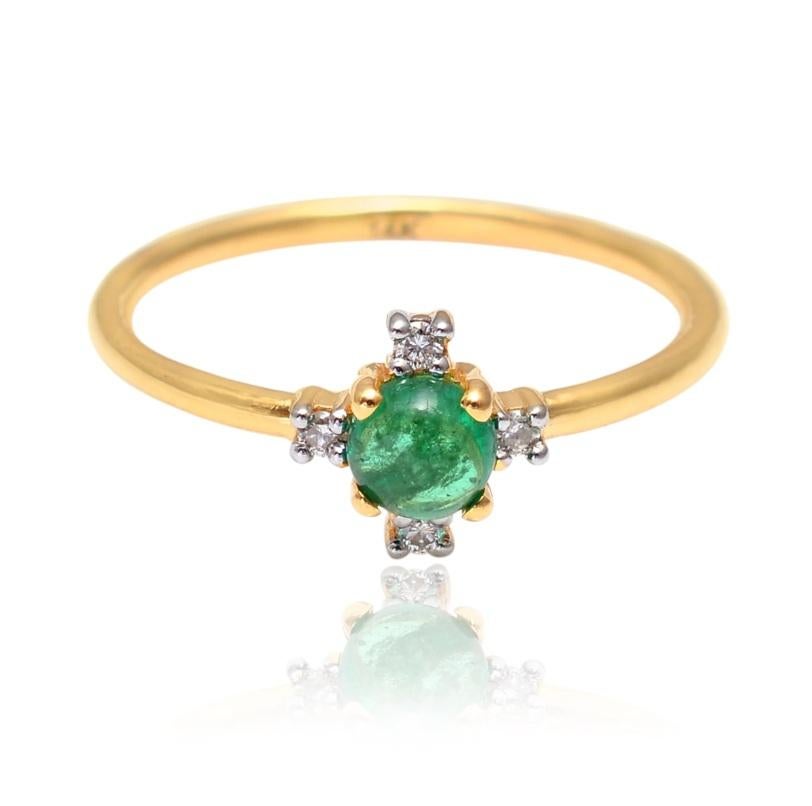 Natural Emerald & Diamond Ring In 14k gold In New Condition For Sale In jaipur, IN