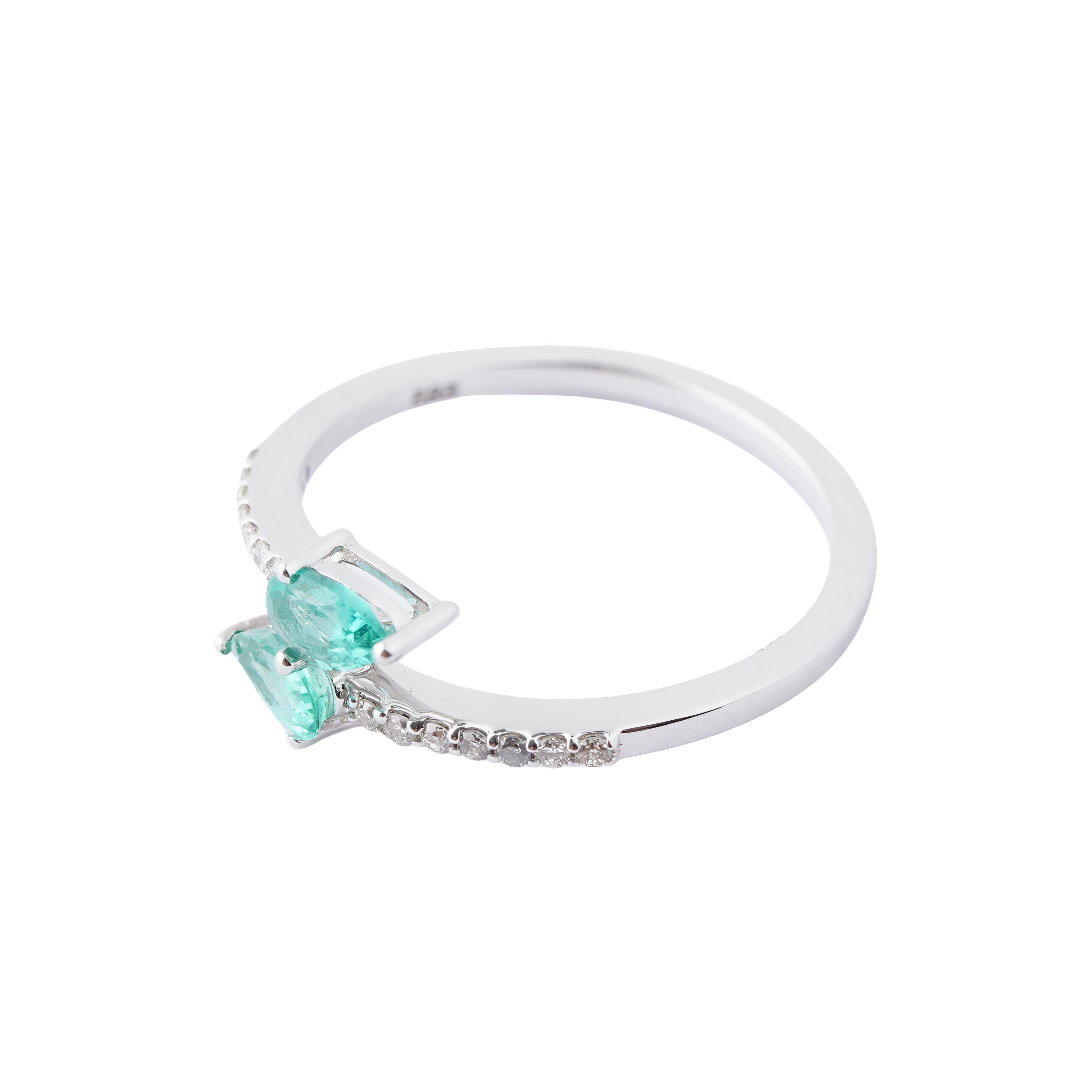 Bague en or 14k avec émeraude naturelle et diamant Neuf - En vente à jaipur, IN
