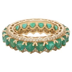Natural emerald diamond ring in 14k gold
