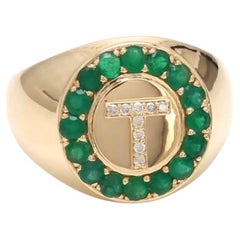 Natural emerald diamond ring in 14k gold